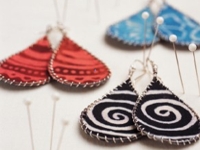 Lark Crafts Leather and Fabric Earrings
